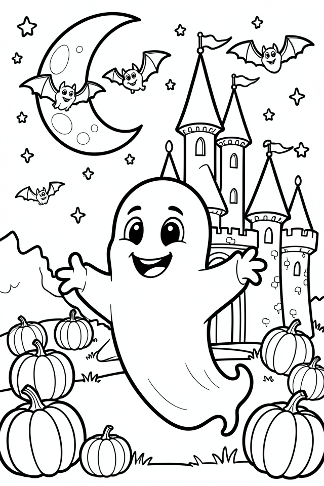 fantA´me devant le chA¢teau Coloriage fantA´me devant le chA¢teau