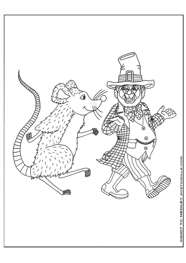 farfadet et un souris Coloriage farfadet et un souris