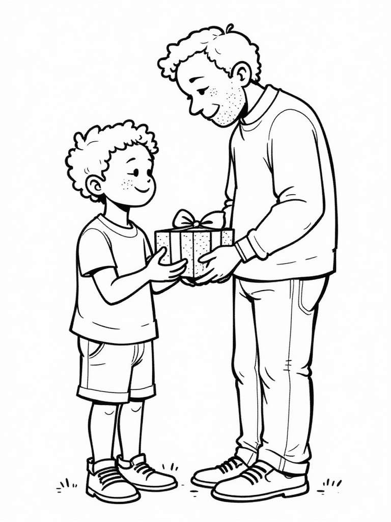 fAªte des pA¨res avec colis Coloriage fAªte des pA¨res avec colis