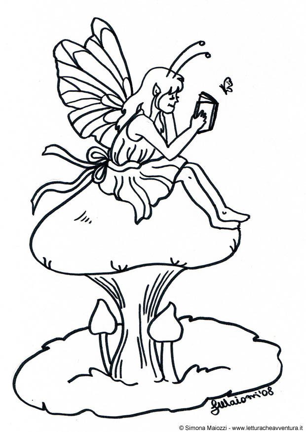 fA©e sur un champigon Coloriage fA©e sur un champigon