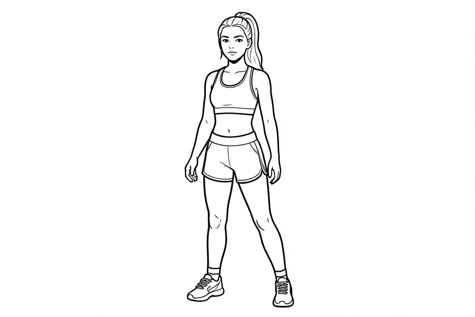 femme en vAªtements de sport Coloriage femme en vAªtements de sport