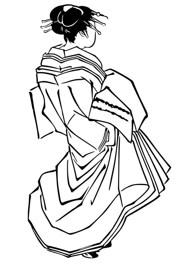 femme japonaise Coloriage femme japonaise
