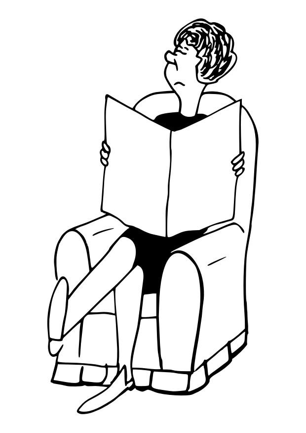 femme qui lit Coloriage femme qui lit