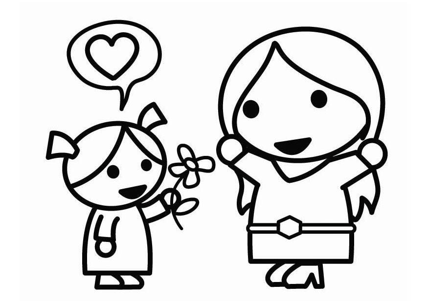 fAªte des mA¨res avec fille Coloriage fAªte des mA¨res avec fille