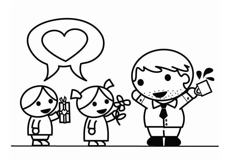 fA¨te des pA¨res avec garA§on et fille Coloriage fA¨te des pA¨res avec garA§on et fille