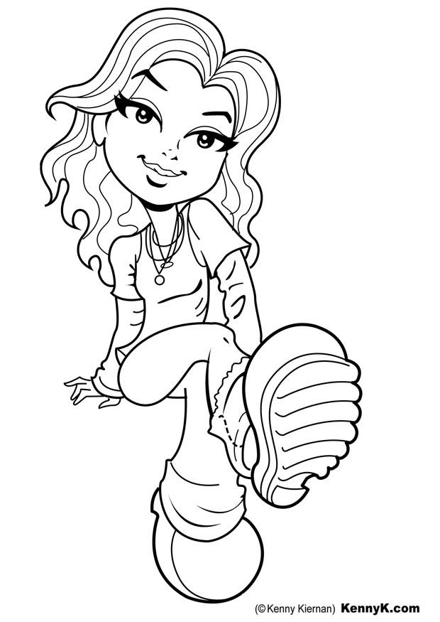 fille assise Coloriage fille assise