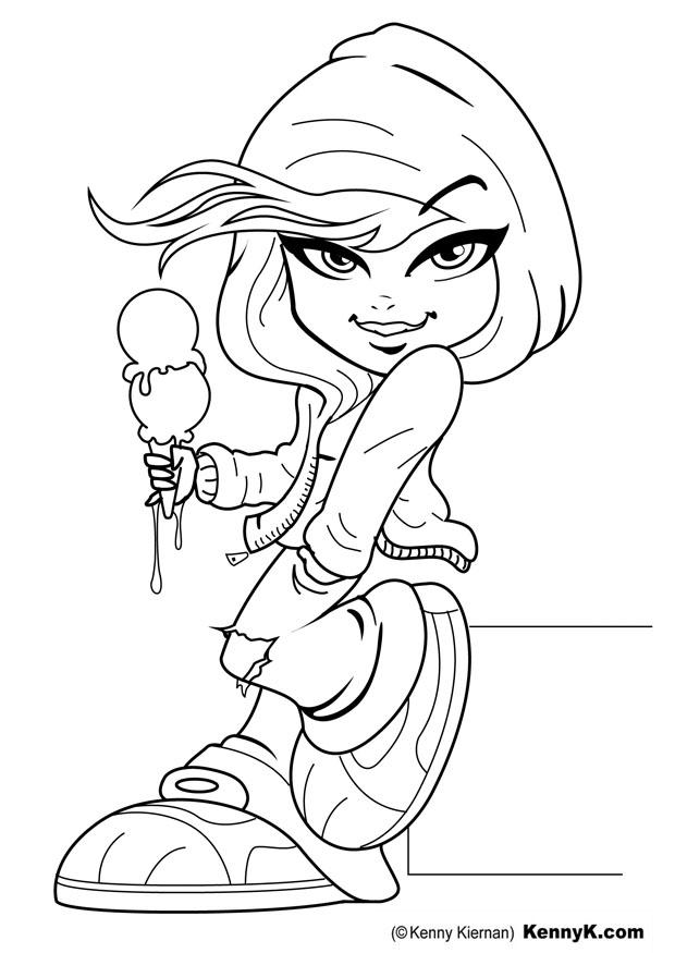 fille avec glace Coloriage fille avec glace