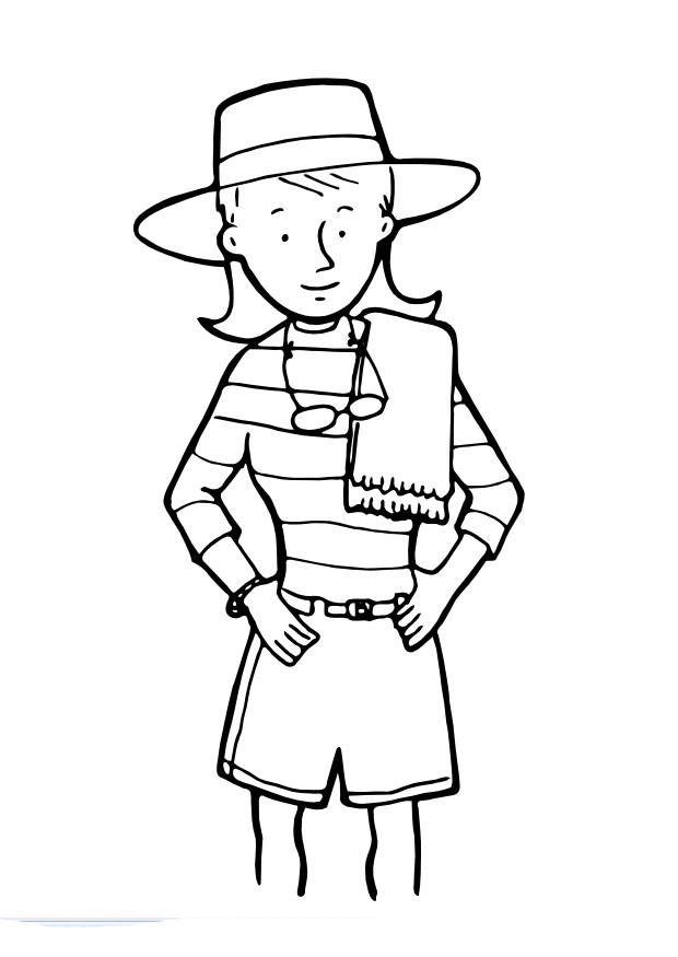 fille avec serviette Coloriage fille avec serviette