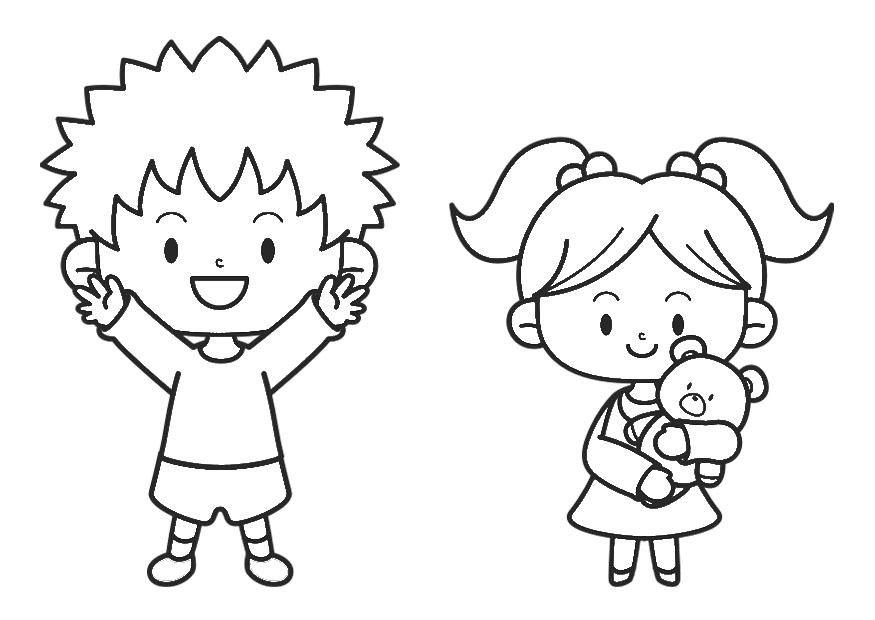 fille et garA§on Coloriage fille et garA§on