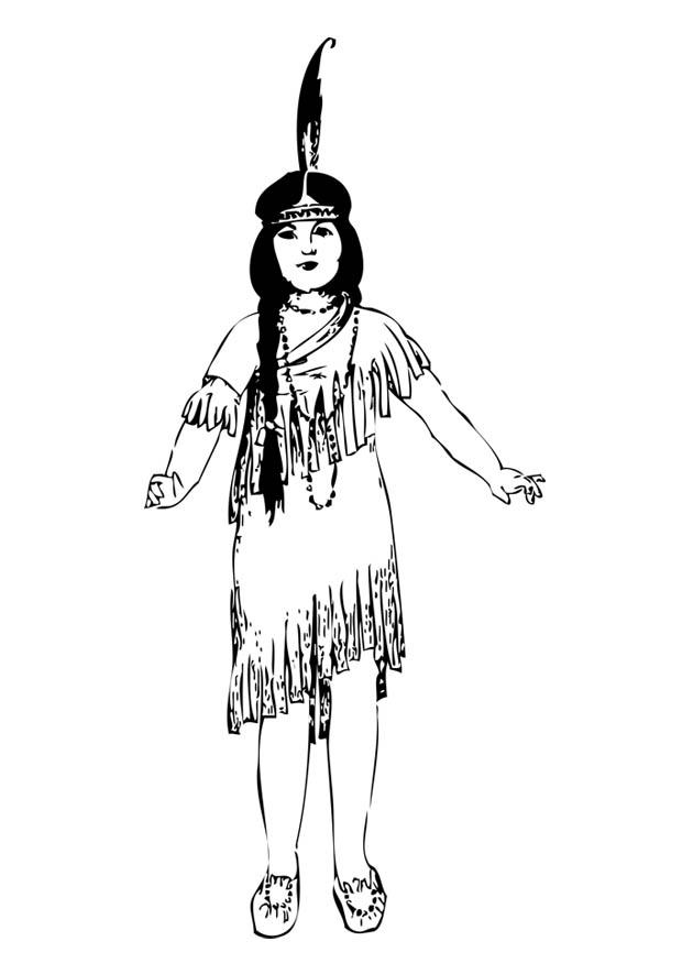 fille indienne Coloriage fille indienne