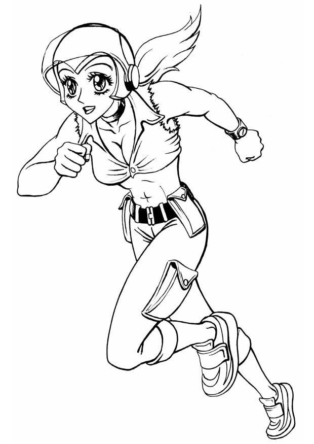fille qui court Coloriage fille qui court