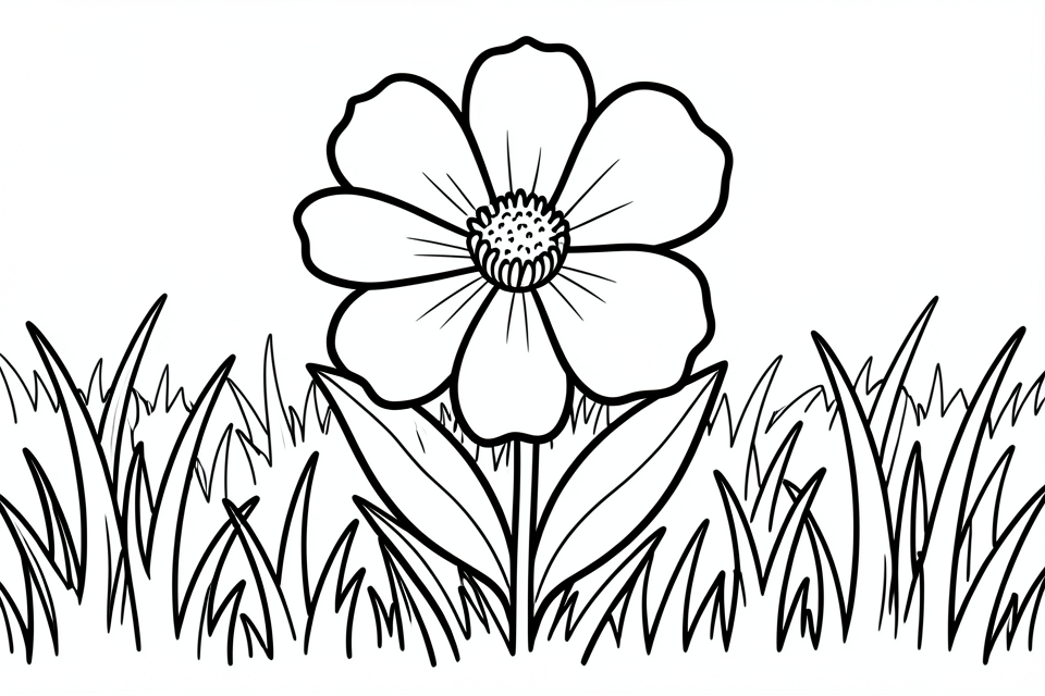fleur dans une prairie Coloriage fleur dans une prairie