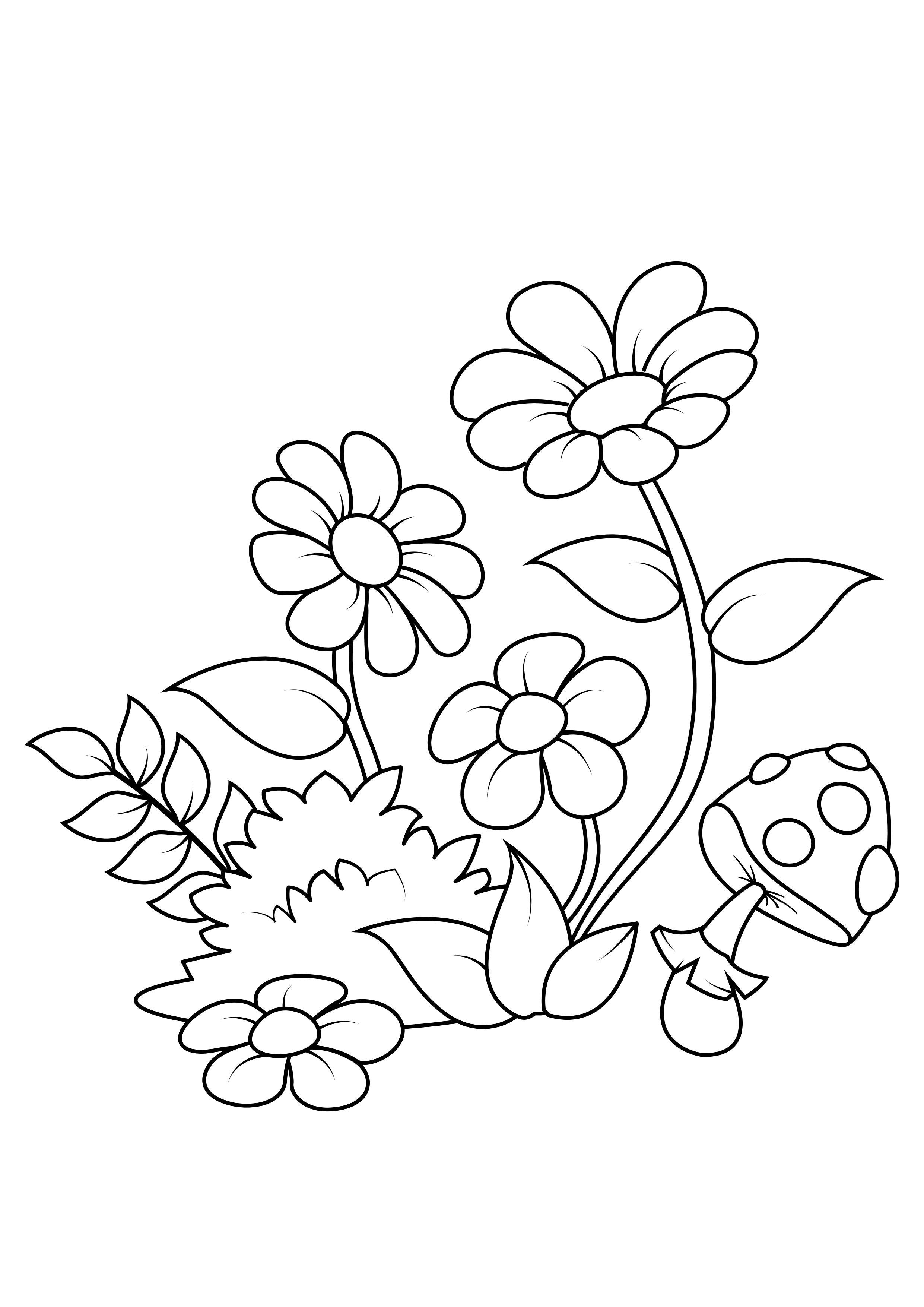 fleurs dans la forAªt Coloriage fleurs dans la forAªt