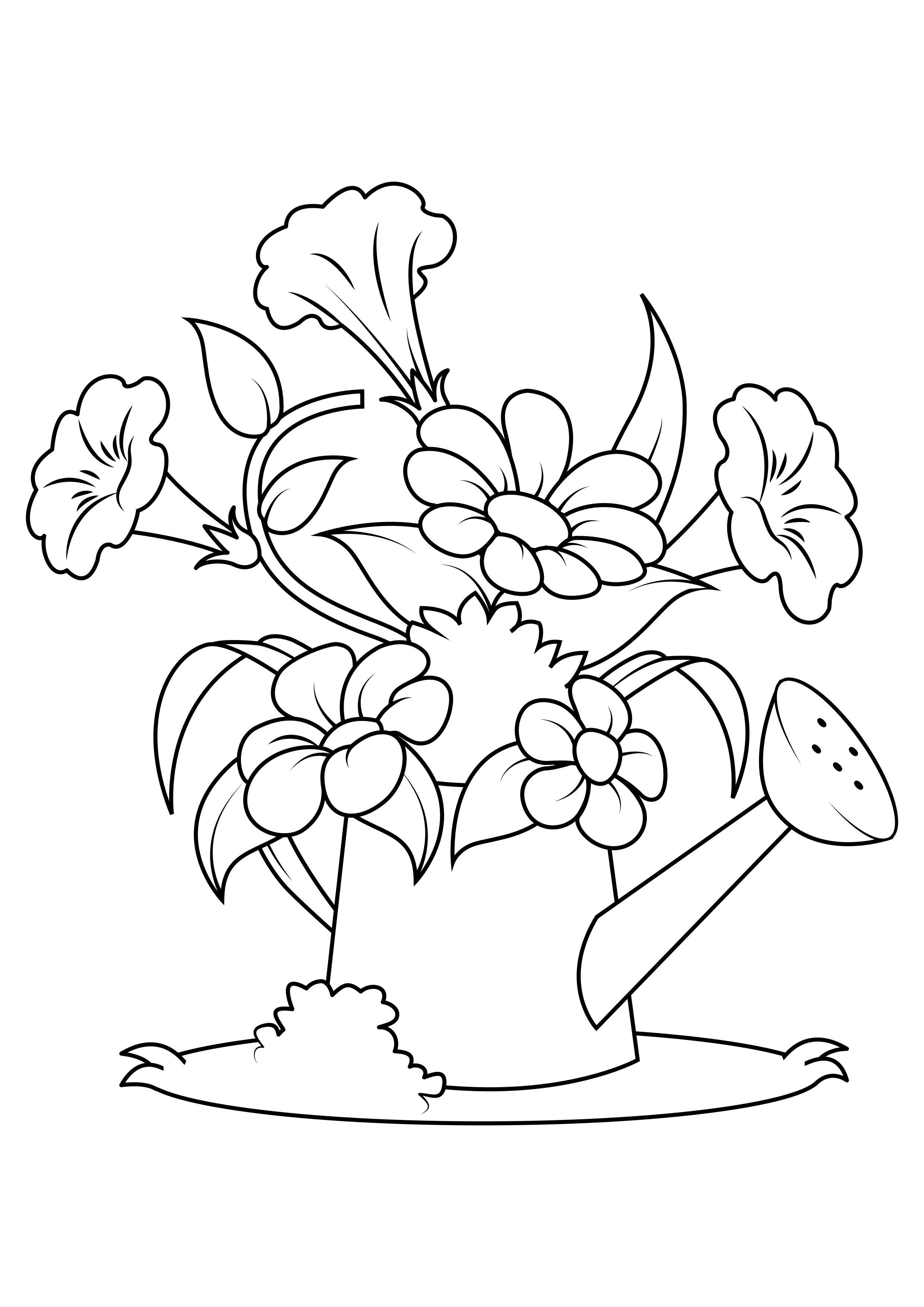 fleurs dans un arrosoir Coloriage fleurs dans un arrosoir