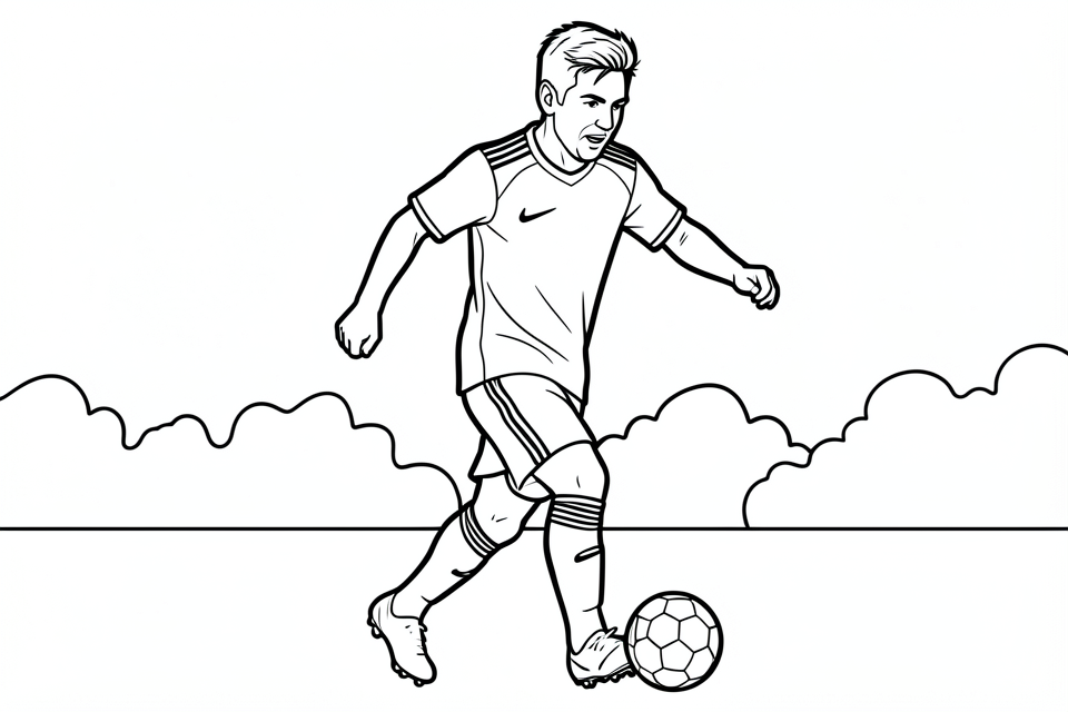 footballeur en action Coloriage footballeur en action