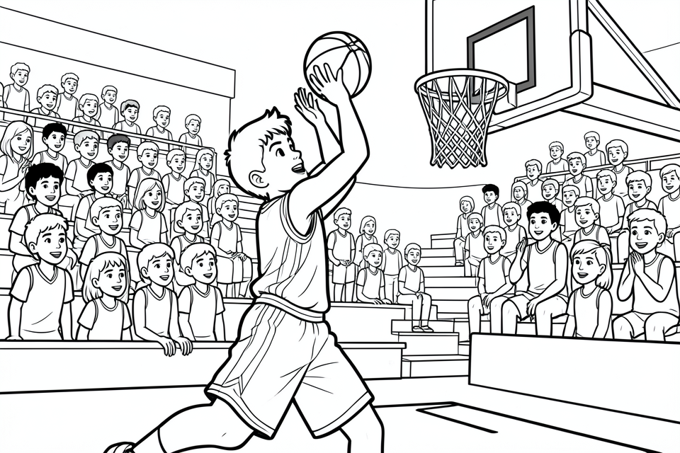 garA§on joue au basket-ball Coloriage garA§on joue au basket-ball