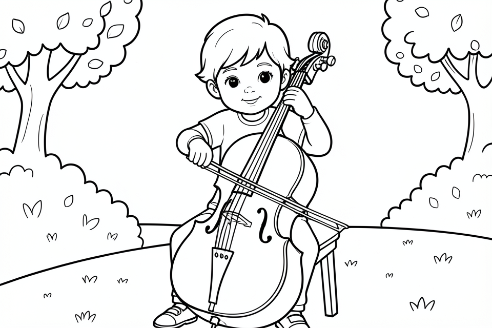 garA§on joue du violoncelle Coloriage garA§on joue du violoncelle