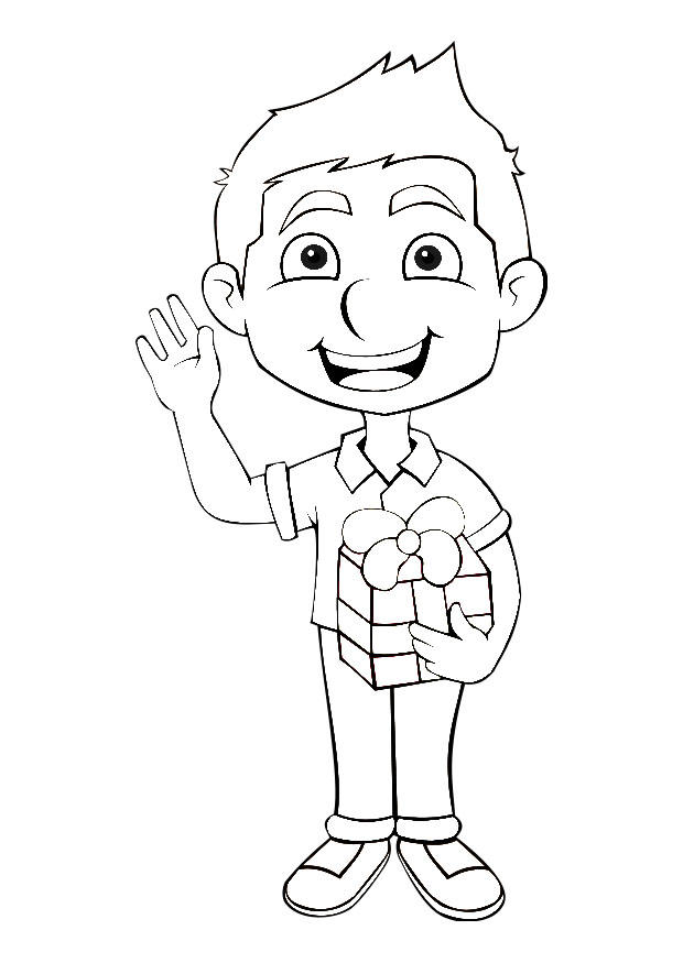 garA§on avec un cadeau Coloriage garA§on avec un cadeau