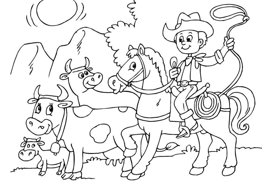 garder les vaches Coloriage garder les vaches