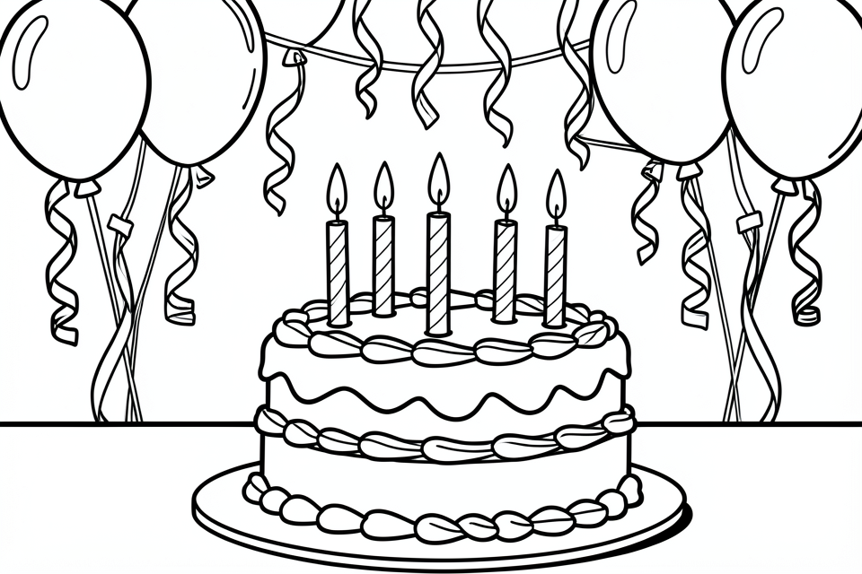 Coloriage gA¢teau d'anniversaire 