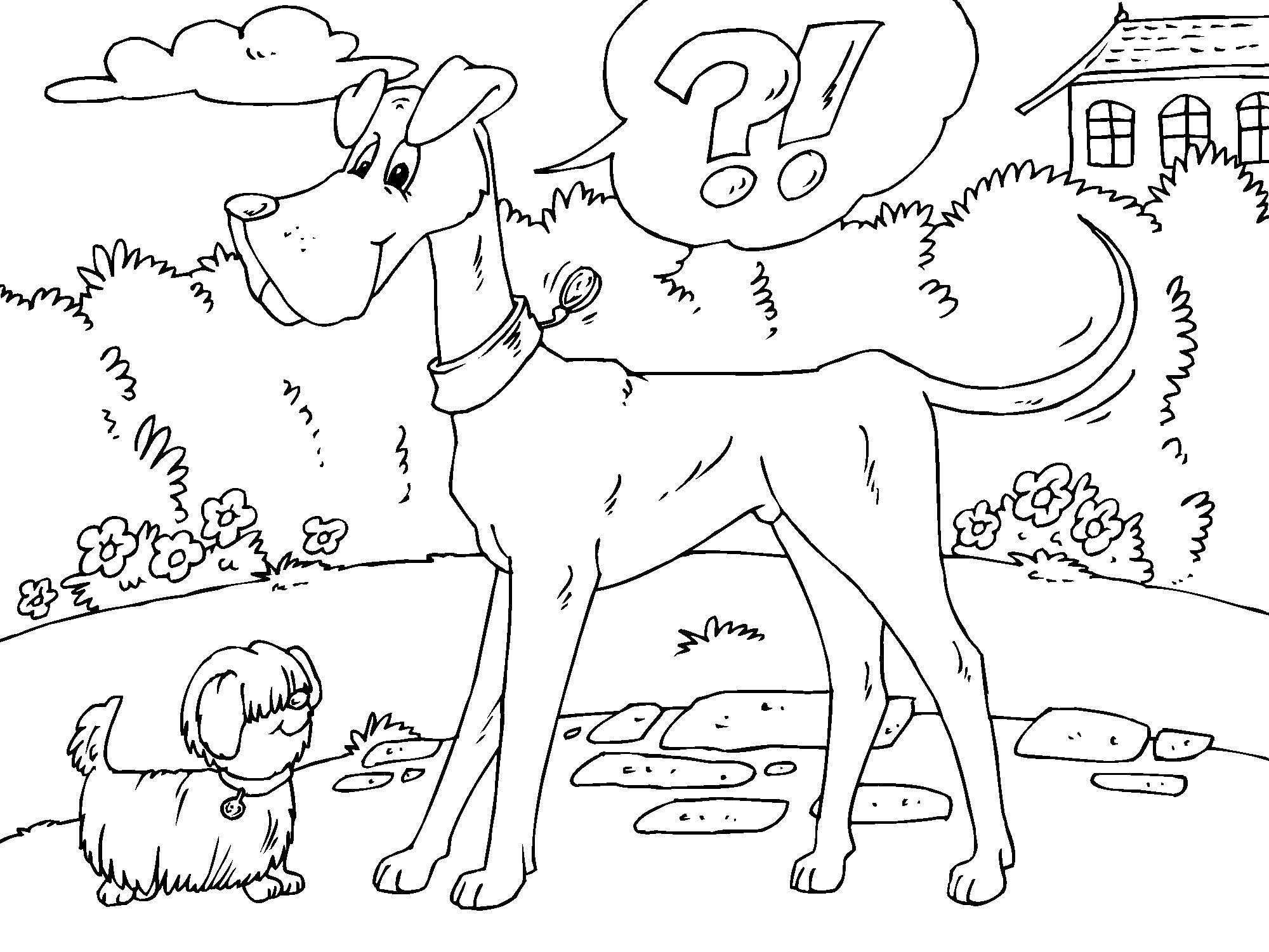 grand chien et petit chien Coloriage grand chien et petit chien