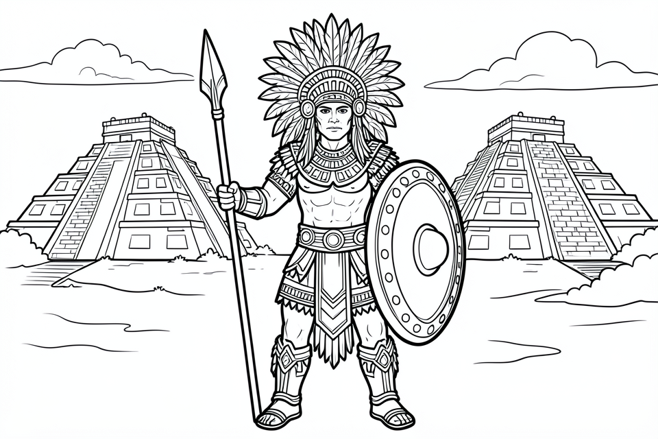 guerrier aztA¨que Coloriage guerrier aztA¨que