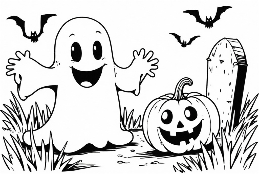 halloween au cimetiA¨re Coloriage halloween au cimetiA¨re