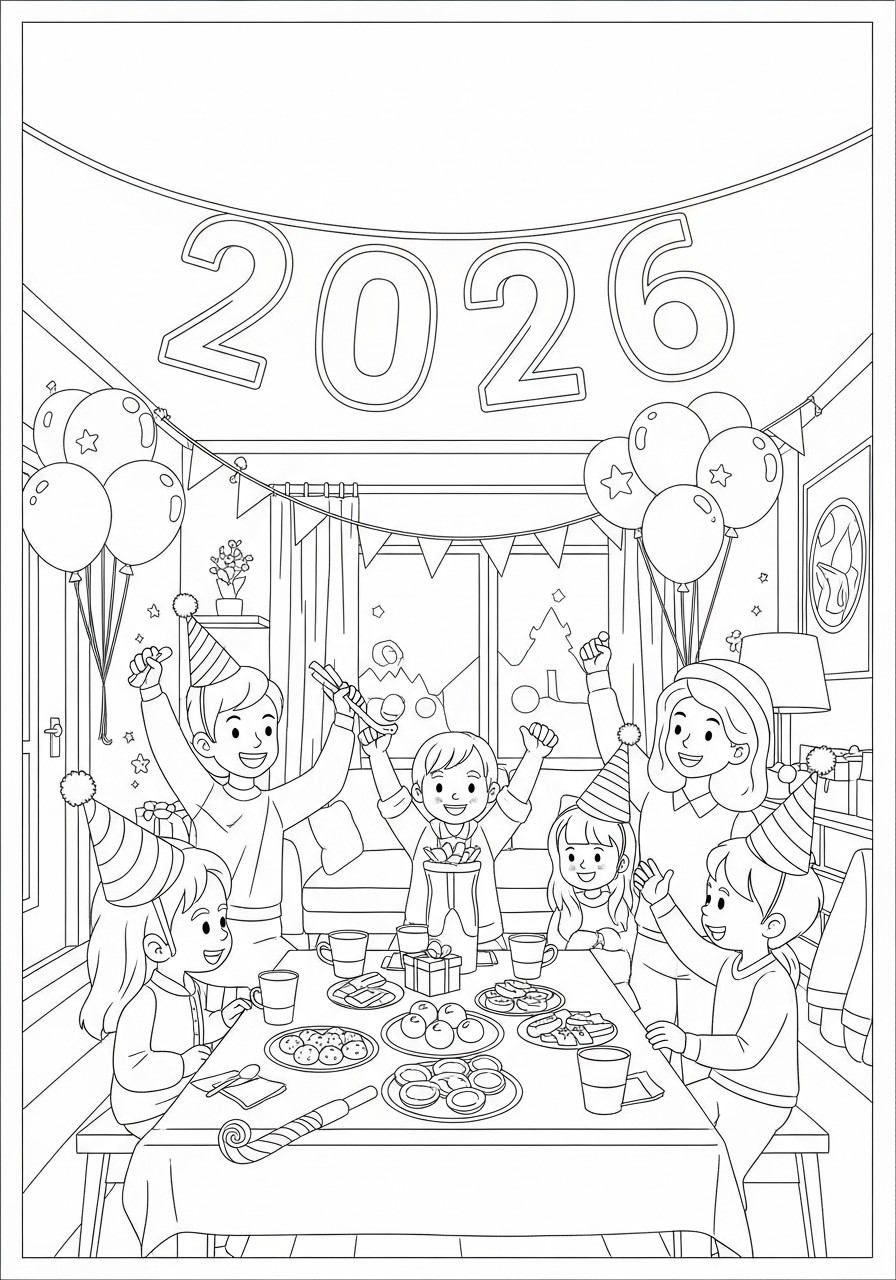 happy new year 2026 Coloriage happy new year 2026
