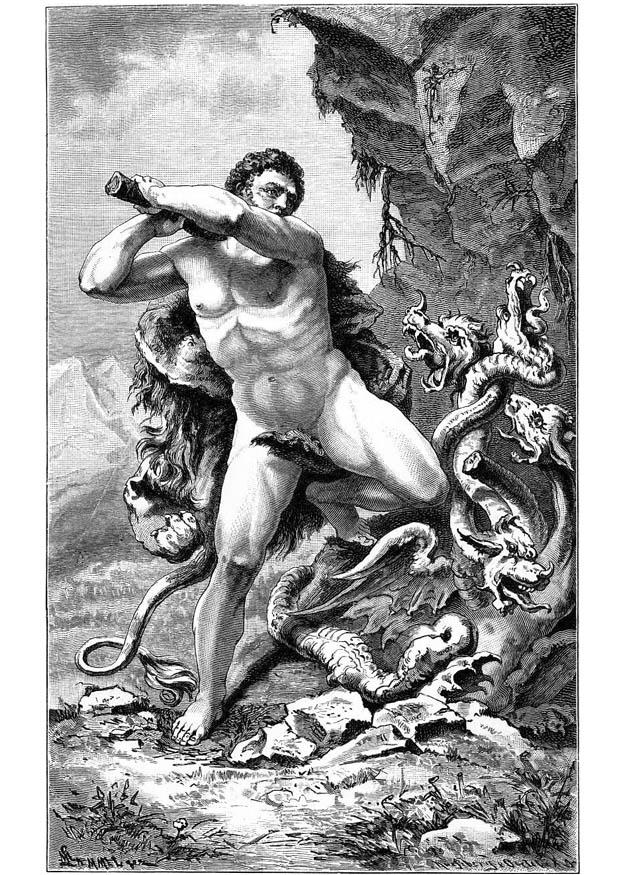 hercule et le serpent Coloriage hercule et le serpent