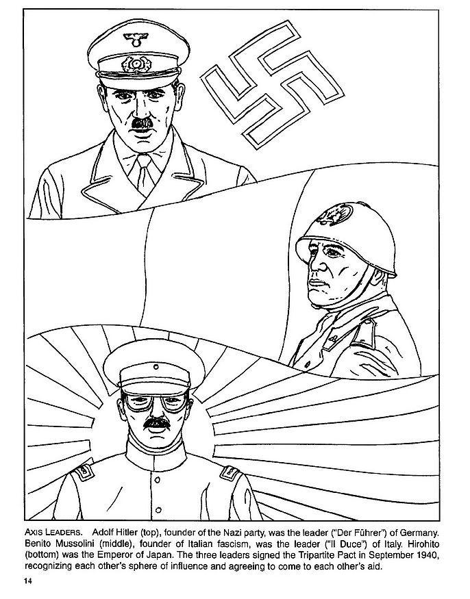 hitler, mussolini, hirohito Coloriage hitler, mussolini, hirohito