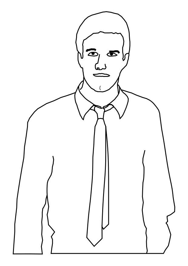 homme avec cravate Coloriage homme avec cravate