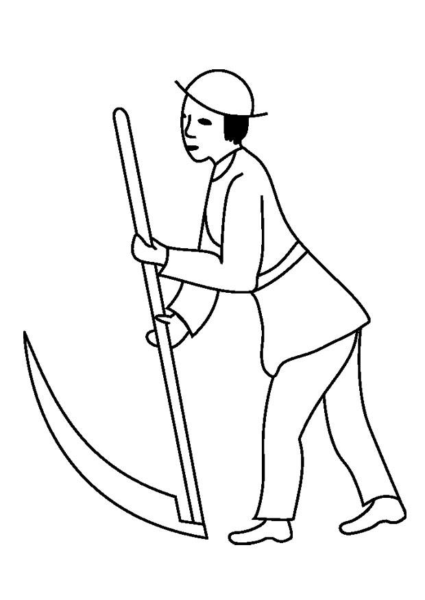 homme avec une faux Coloriage homme avec une faux