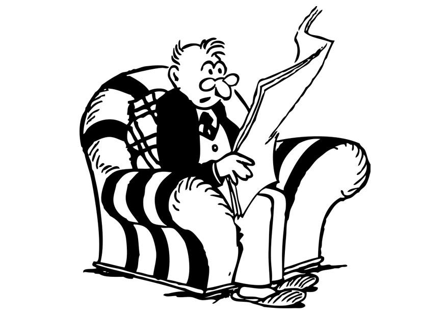 homme lit le journal Coloriage homme lit le journal