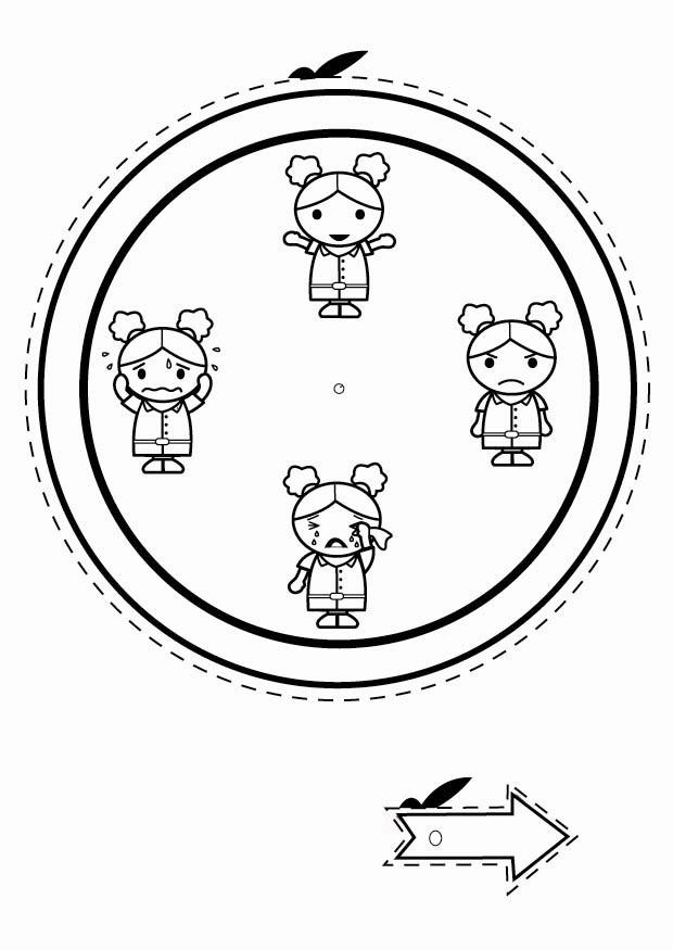horloge avec A©motions - fille Coloriage horloge avec A©motions - fille