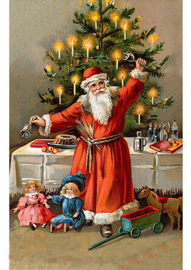 Image pA¨re noA«l prA¨s du sapin de noA«l