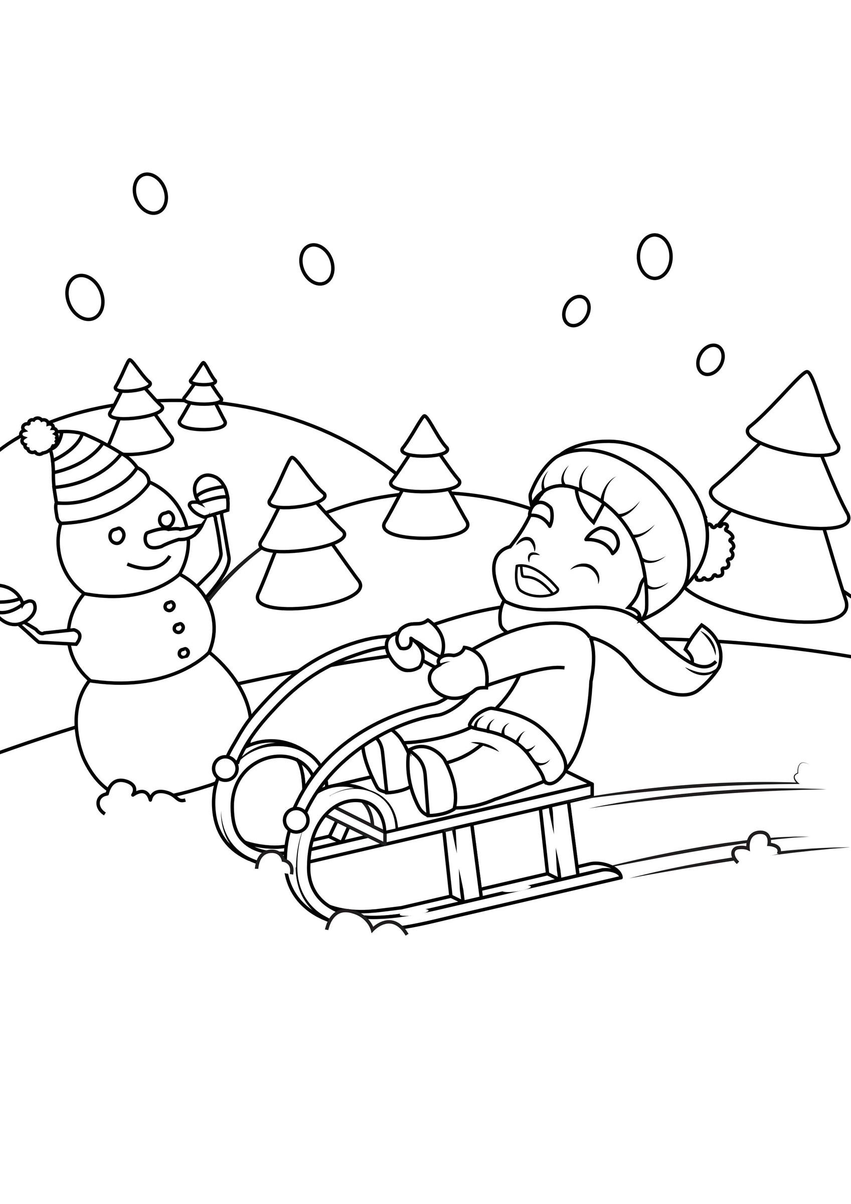jouant dans la neige Coloriage jouant dans la neige