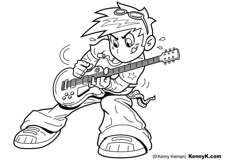 jouer de la guitare Coloriage jouer de la guitare