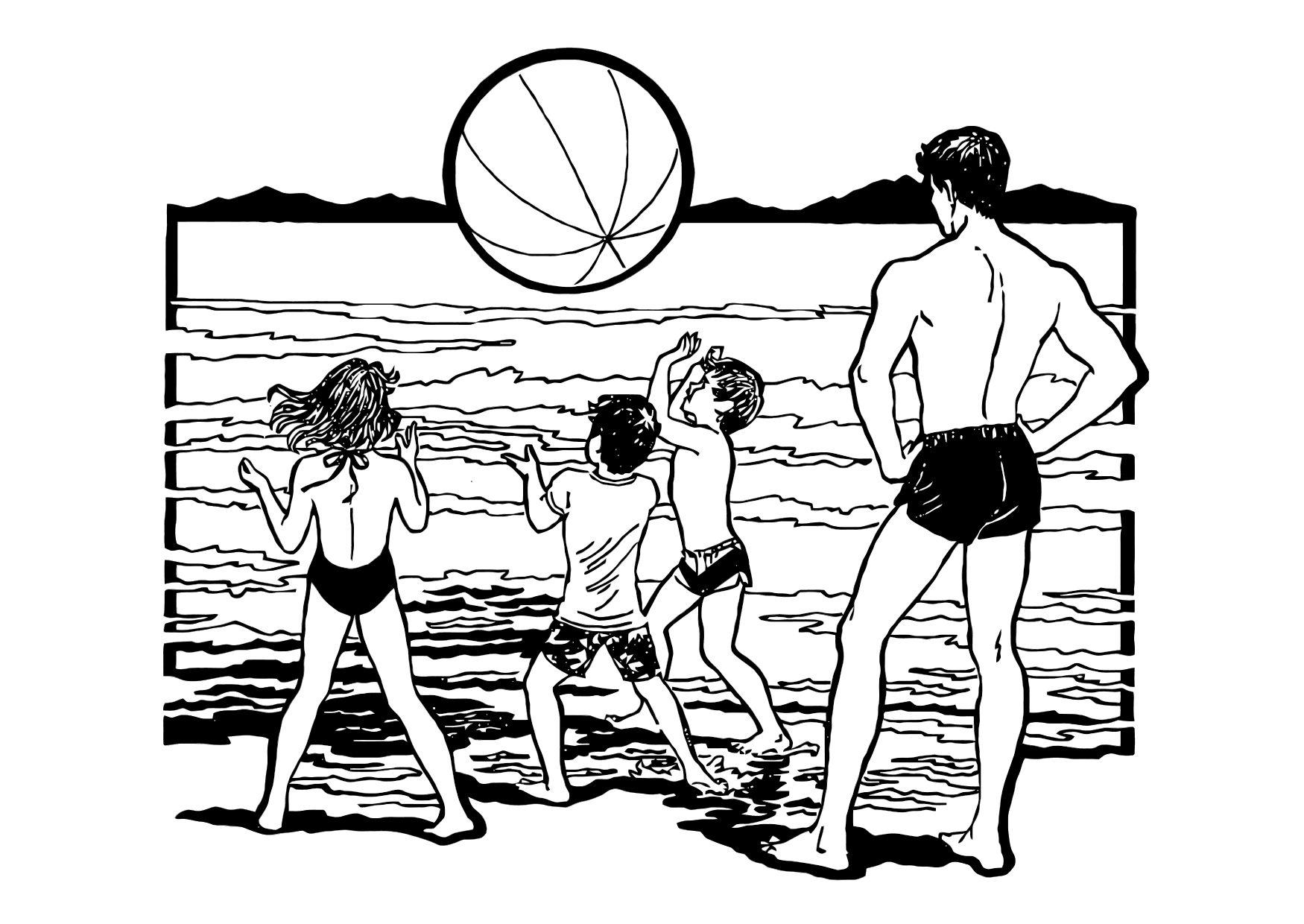 jouer sur la plage Coloriage jouer sur la plage