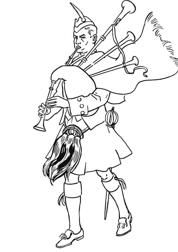 joueur de cornemuse en costume A©cossais Coloriage joueur de cornemuse en costume A©cossais