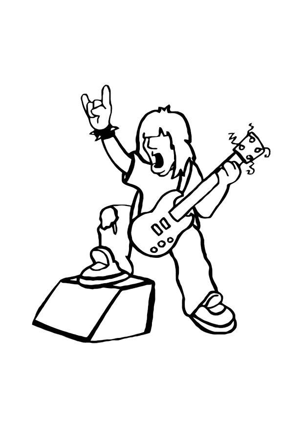 joueur de rock Coloriage joueur de rock