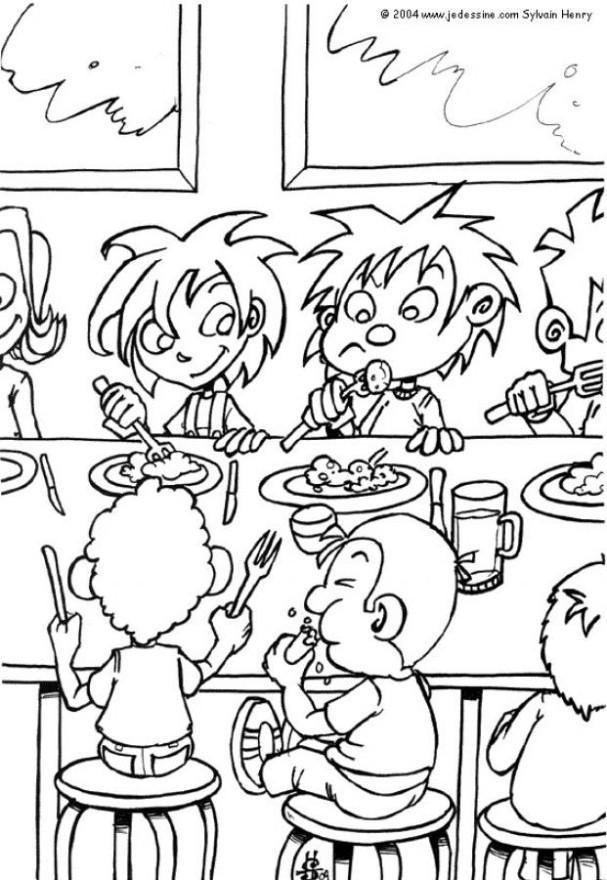 la cantine Coloriage la cantine