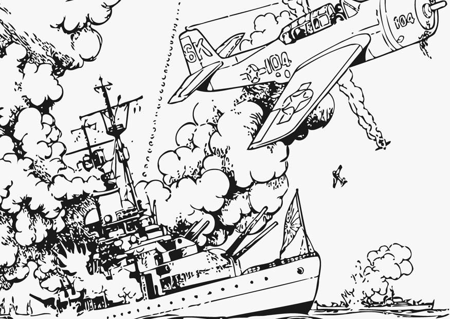 la guerre en mer Coloriage la guerre en mer