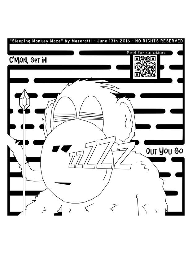 labyrinthe avec singe Coloriage labyrinthe avec singe