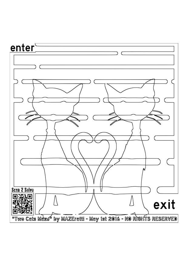 labyrinthe chat Coloriage labyrinthe chat