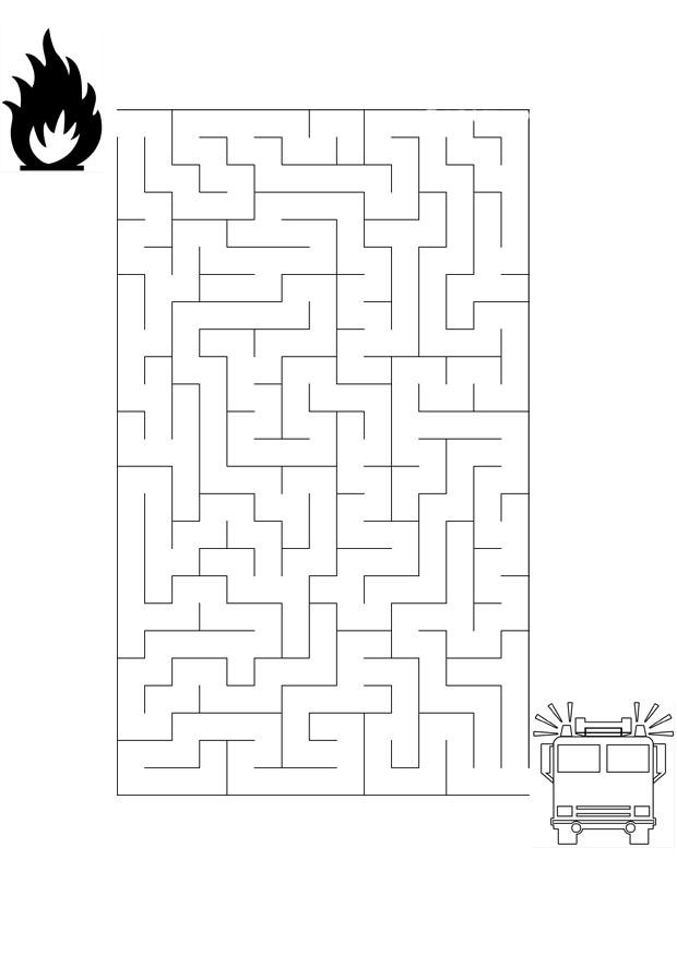 Coloriage labyrinthe pompiers