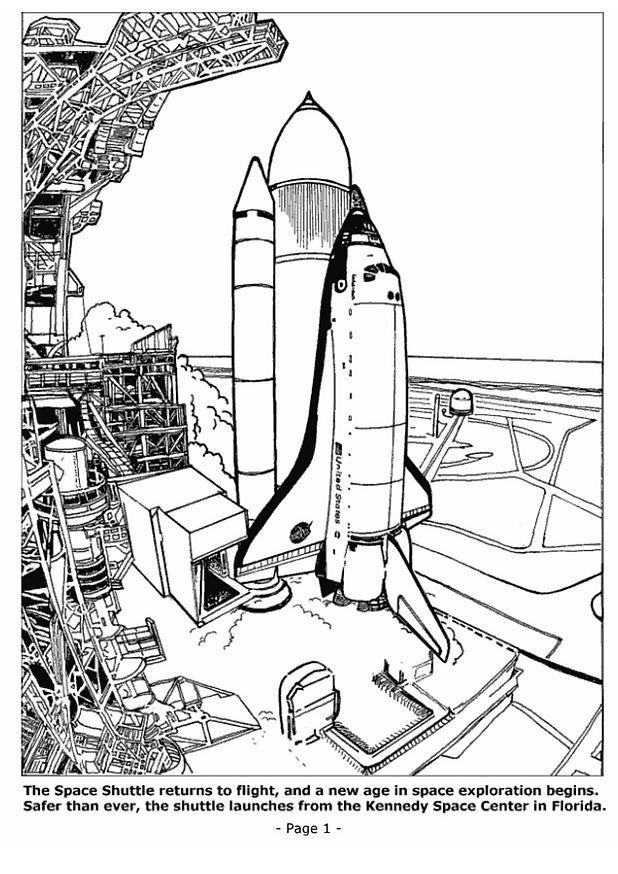 lancement de la navette spatiale Coloriage lancement de la navette spatiale