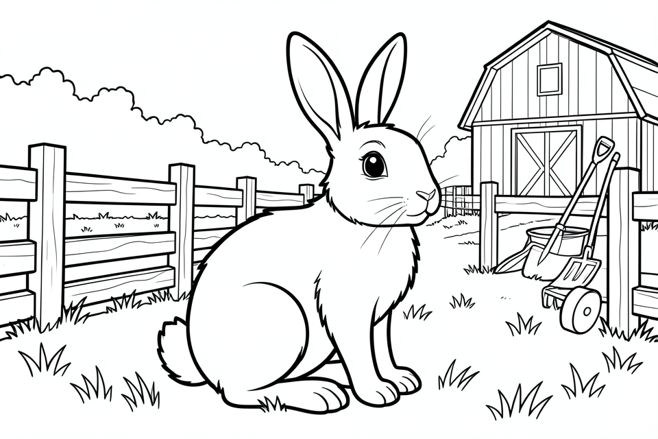lapin A la ferme Coloriage lapin A la ferme