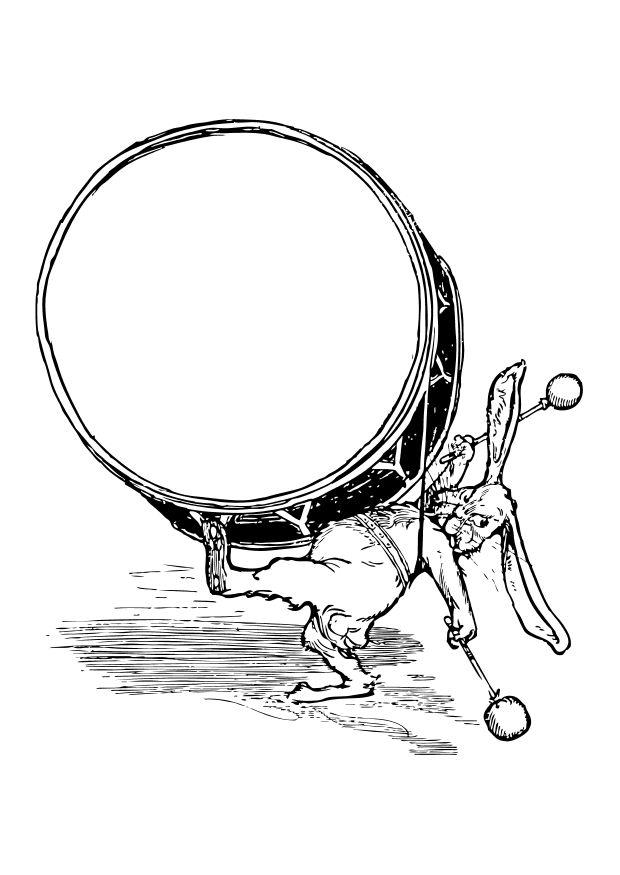 lapin avec batterie Coloriage lapin avec batterie