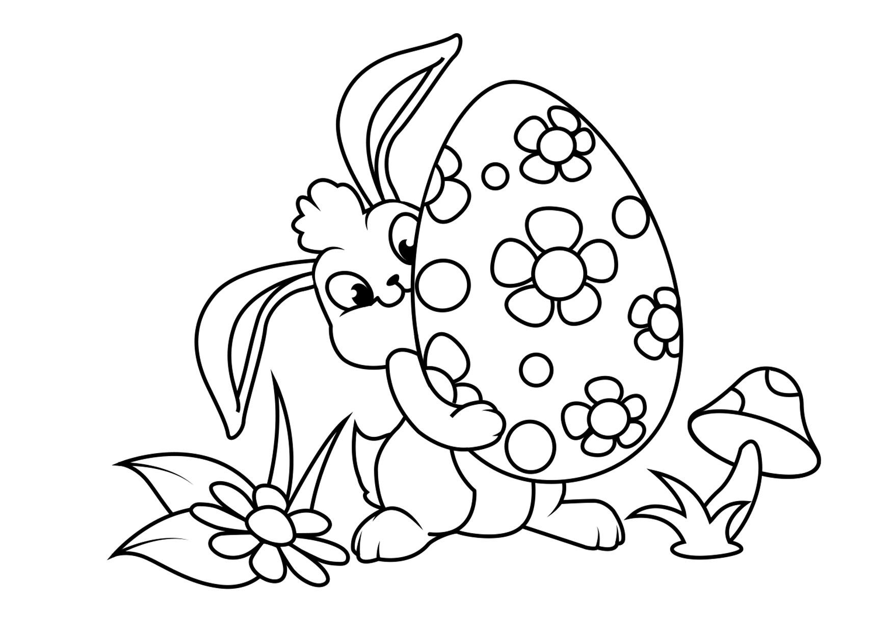 lapin de pA¢ques avec oeuf de pA¢ques Coloriage lapin de pA¢ques avec oeuf de pA¢ques