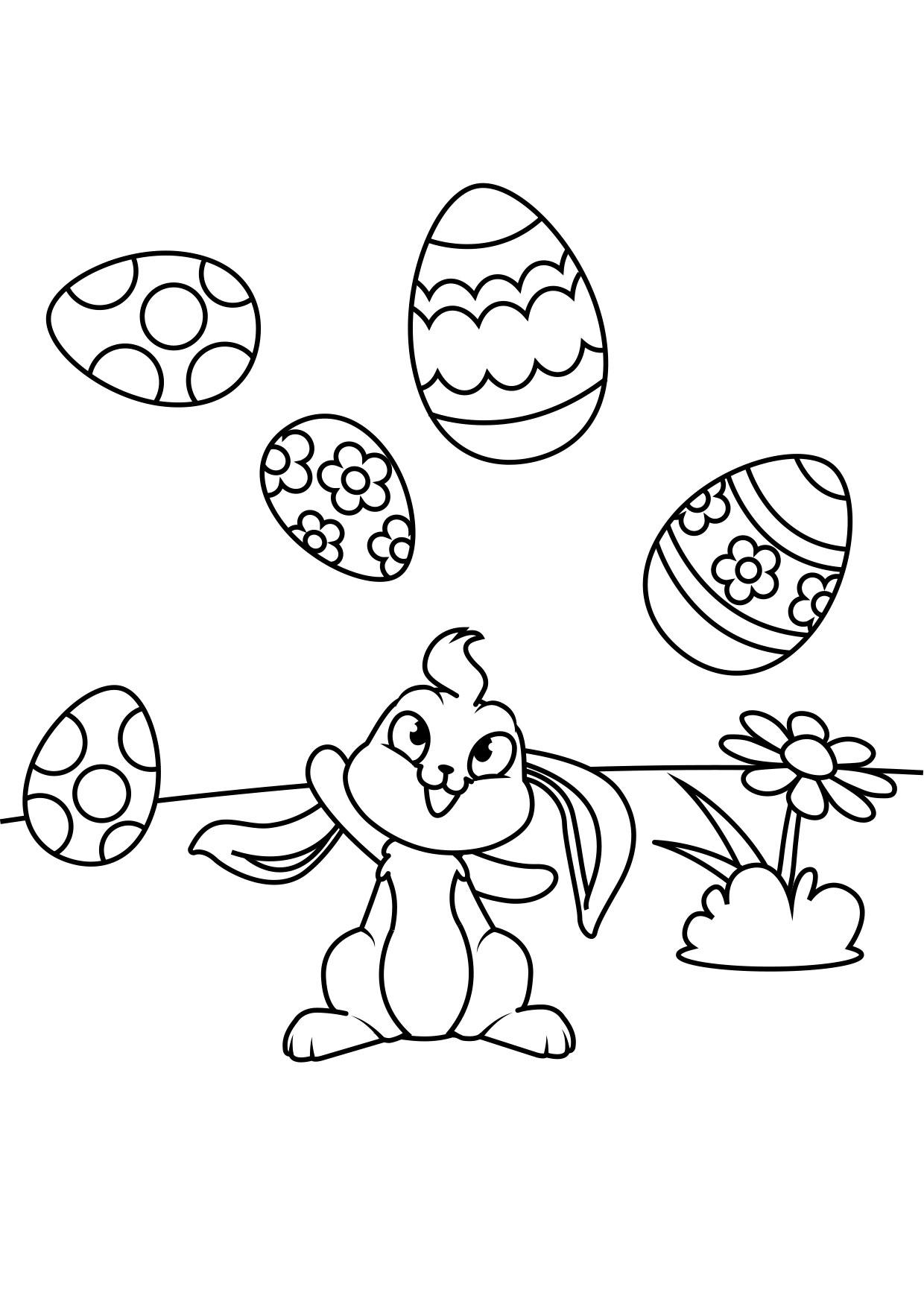lapin de pA¢ques joue avec des oeufs de pA¢ques Coloriage lapin de pA¢ques joue avec des oeufs de pA¢ques